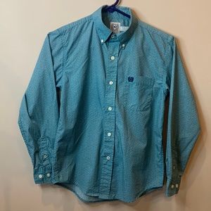 Cinch Boys- Long Sleeve Geo Print Button Up, Left Open Chest Pocket